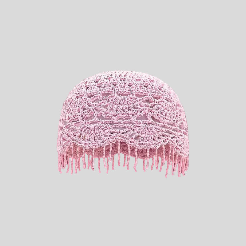 Knitted fringe hat