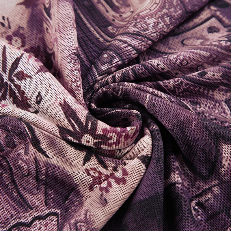 VI Vintage Purple Print Skirt