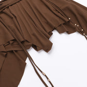 Shn Brown Asymmetric Mini Skirt