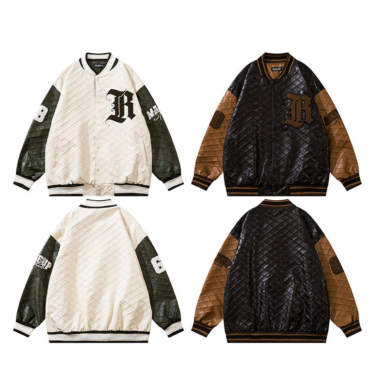 HR Embroidered Letter Baseball Coat