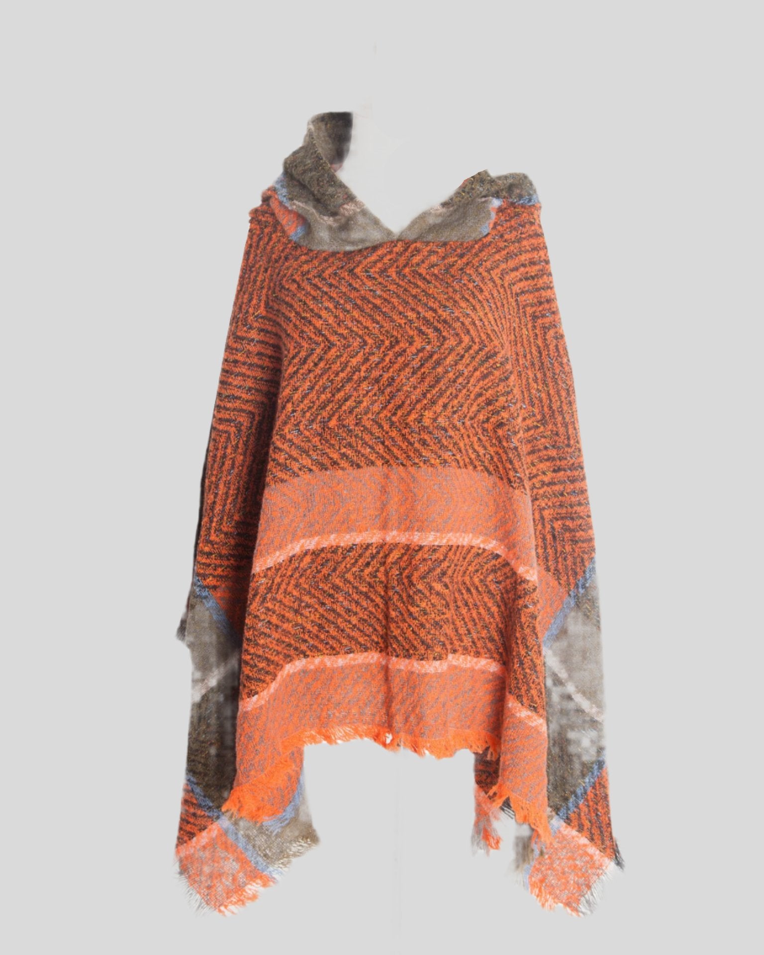 H Multi-Color Hooded Poncho