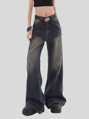 Low-Rise Distressed Jeans