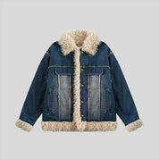 JON Denim Coat with Fur