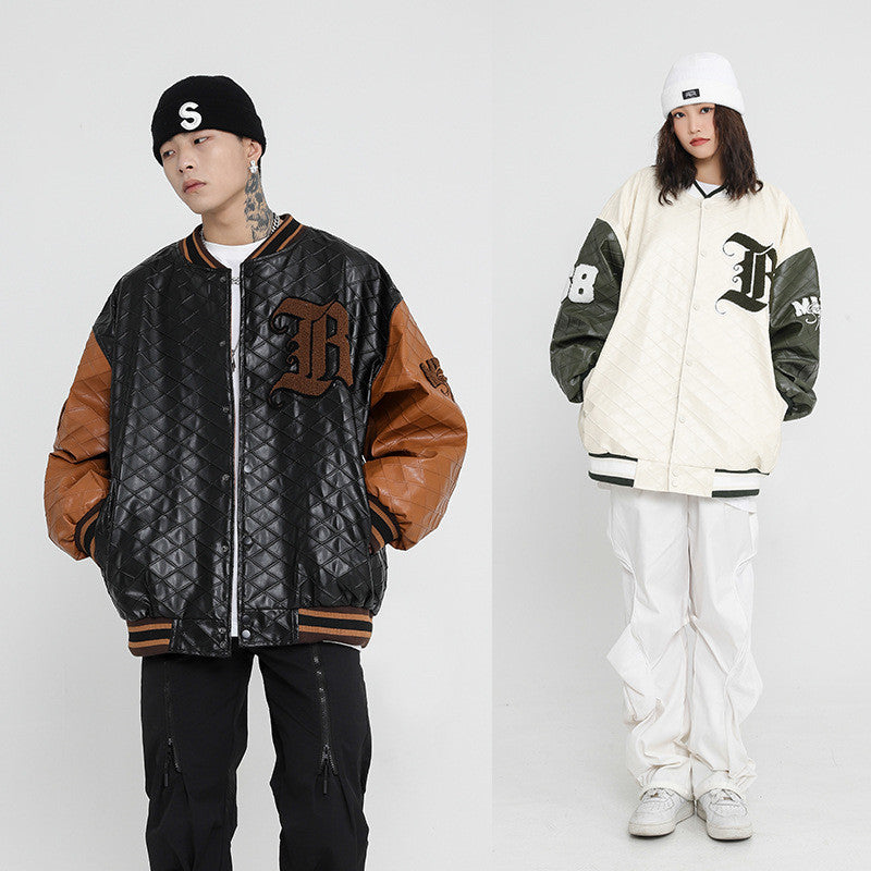 HR Embroidered Letter Baseball Coat