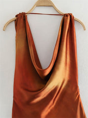 LOR שמלה מבד סטן כתומה - Nomadic Enigma