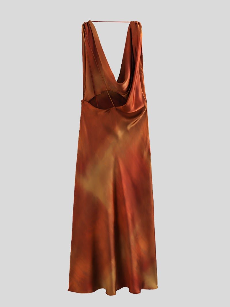 LOR שמלה מבד סטן כתומה - Nomadic Enigma