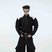 AS Black-White Zip Knit