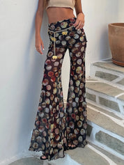Elegant High-Waisted Leopard Print Wide Leg Trousers for Women