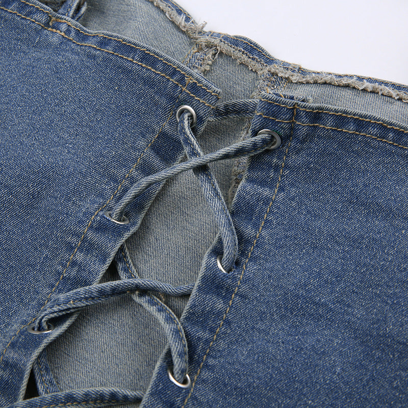 PIT Studded Tie Denim Tank