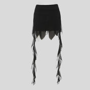 D Black Mini Skirt with Slits