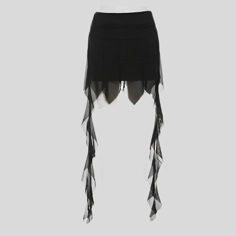 D Black Mini Skirt with Slits