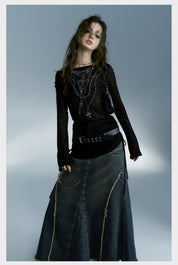 Long Denim Skirt