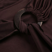 Brown Drape Skirt with Buckle