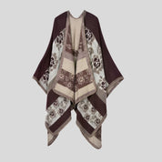 Warm poncho with colorful decorations, model Y