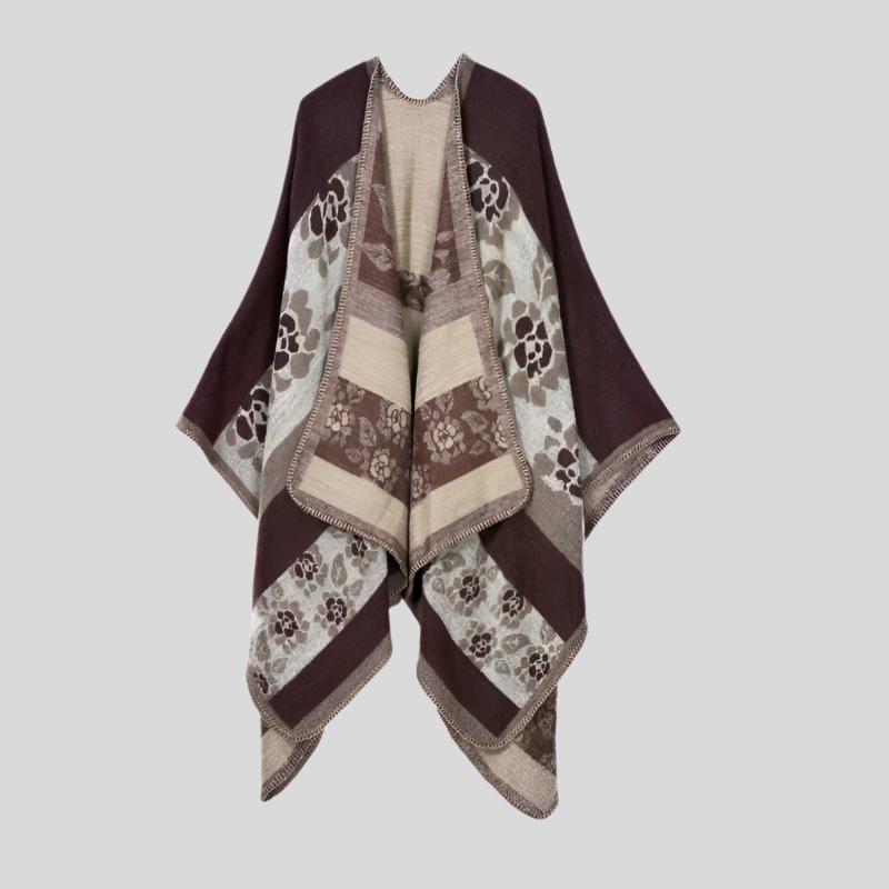 Warm poncho with colorful decorations, model Y