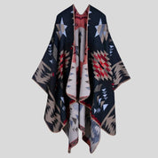 Warm poncho with colorful decorations, model Y