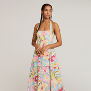 Colorful flower pattern maxi dress