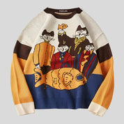 Cat-and-Fish Print Sweater