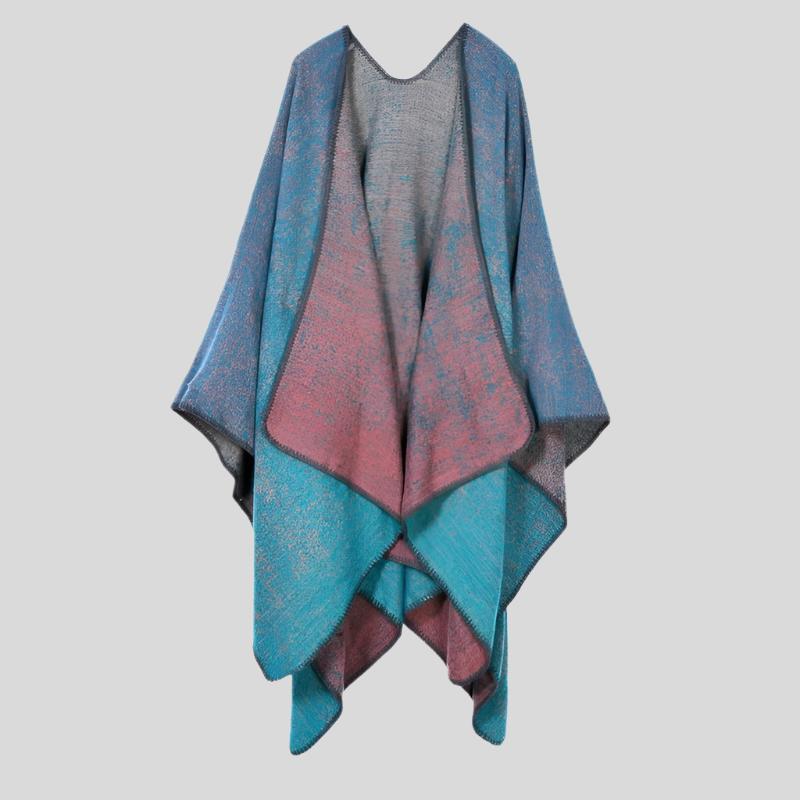Warm poncho with colorful decorations, model Y