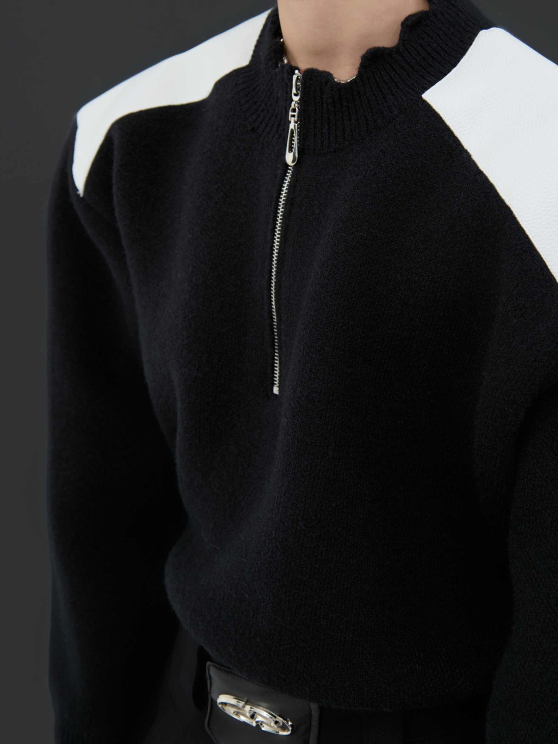 AS Black-White Zip Knit