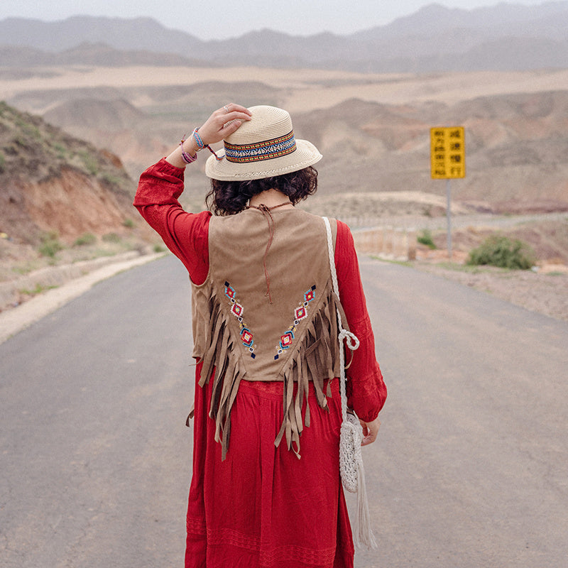 Rustic Brown Fringe Vest