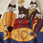 Cat-and-Fish Print Sweater