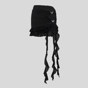 Butterfly-Buckle Black Skirt