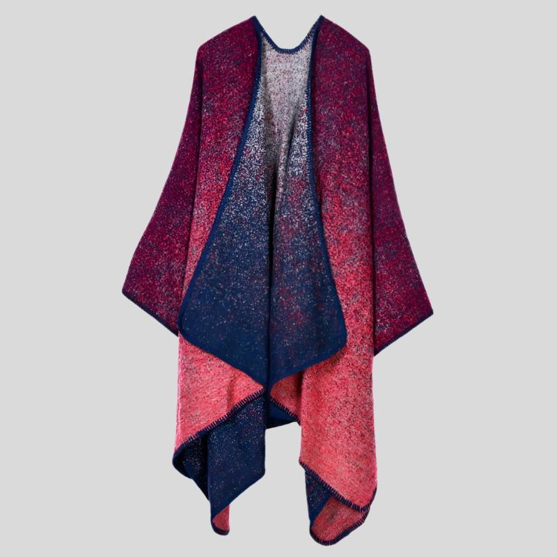 Warm poncho with colorful decorations, model Y