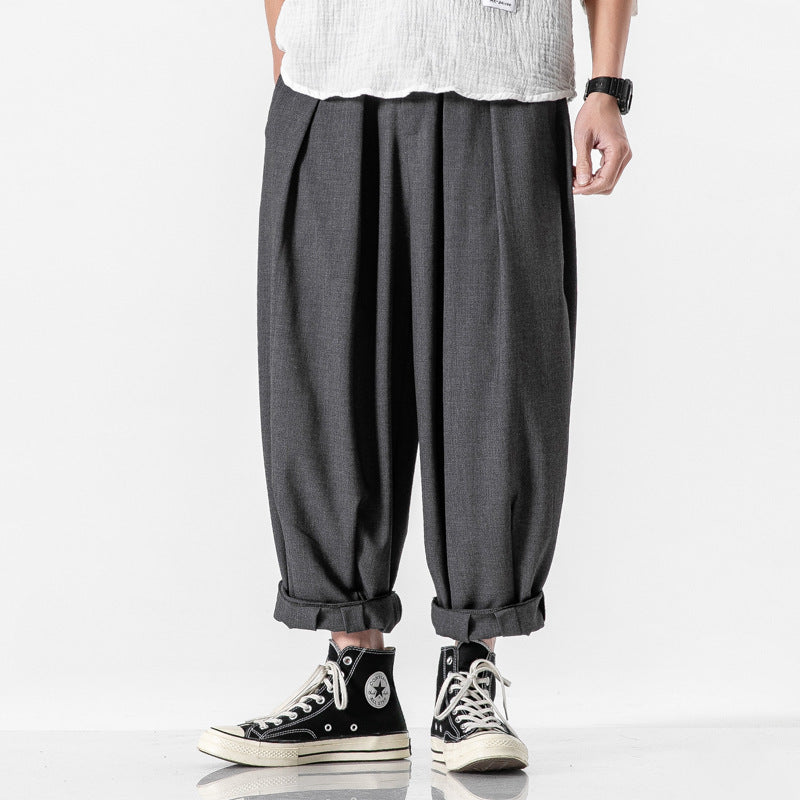Wide-Leg Elegant Cotton Trousers