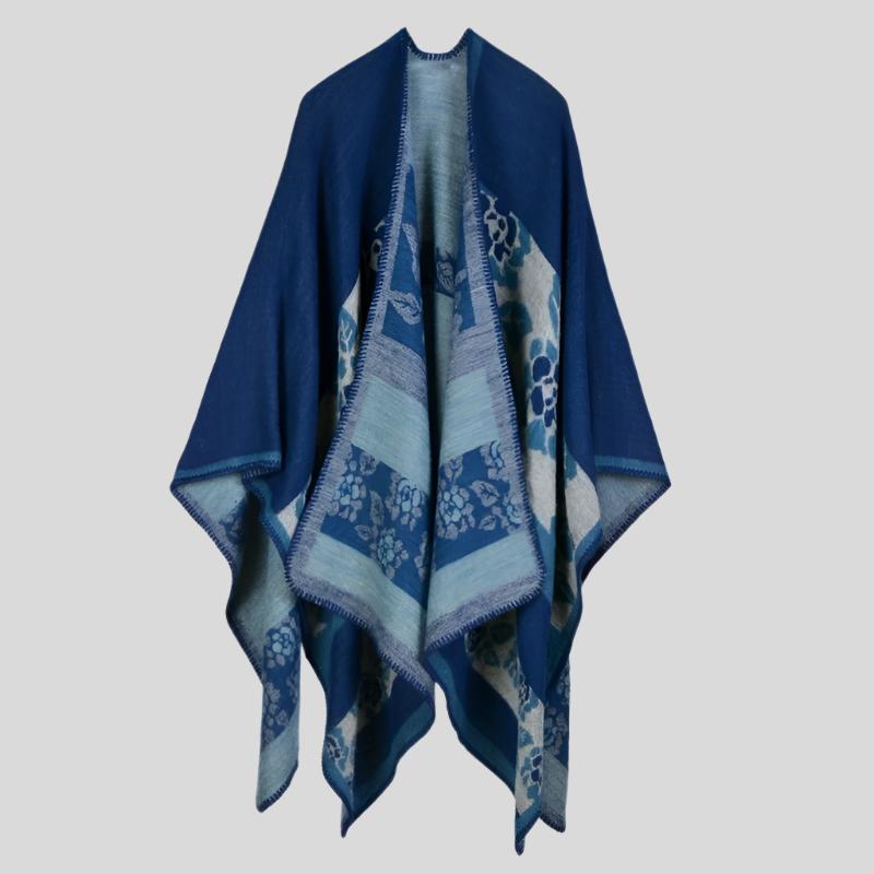 Warm poncho with colorful decorations, model Y