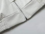 SPP Black-White Strap Leather Jacket