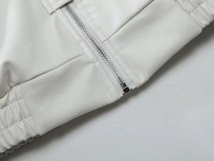 SPP Black-White Strap Leather Jacket