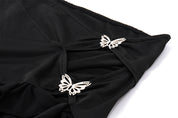 Butterfly-Buckle Black Skirt
