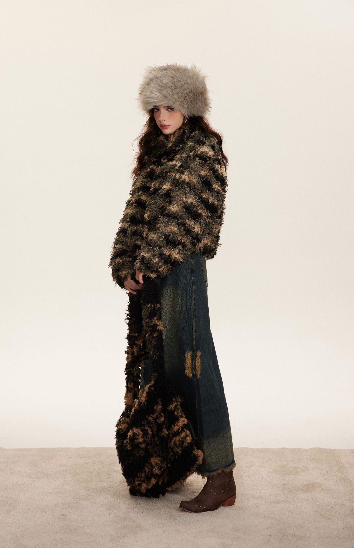 AMM Short Patchwork Fur Coat