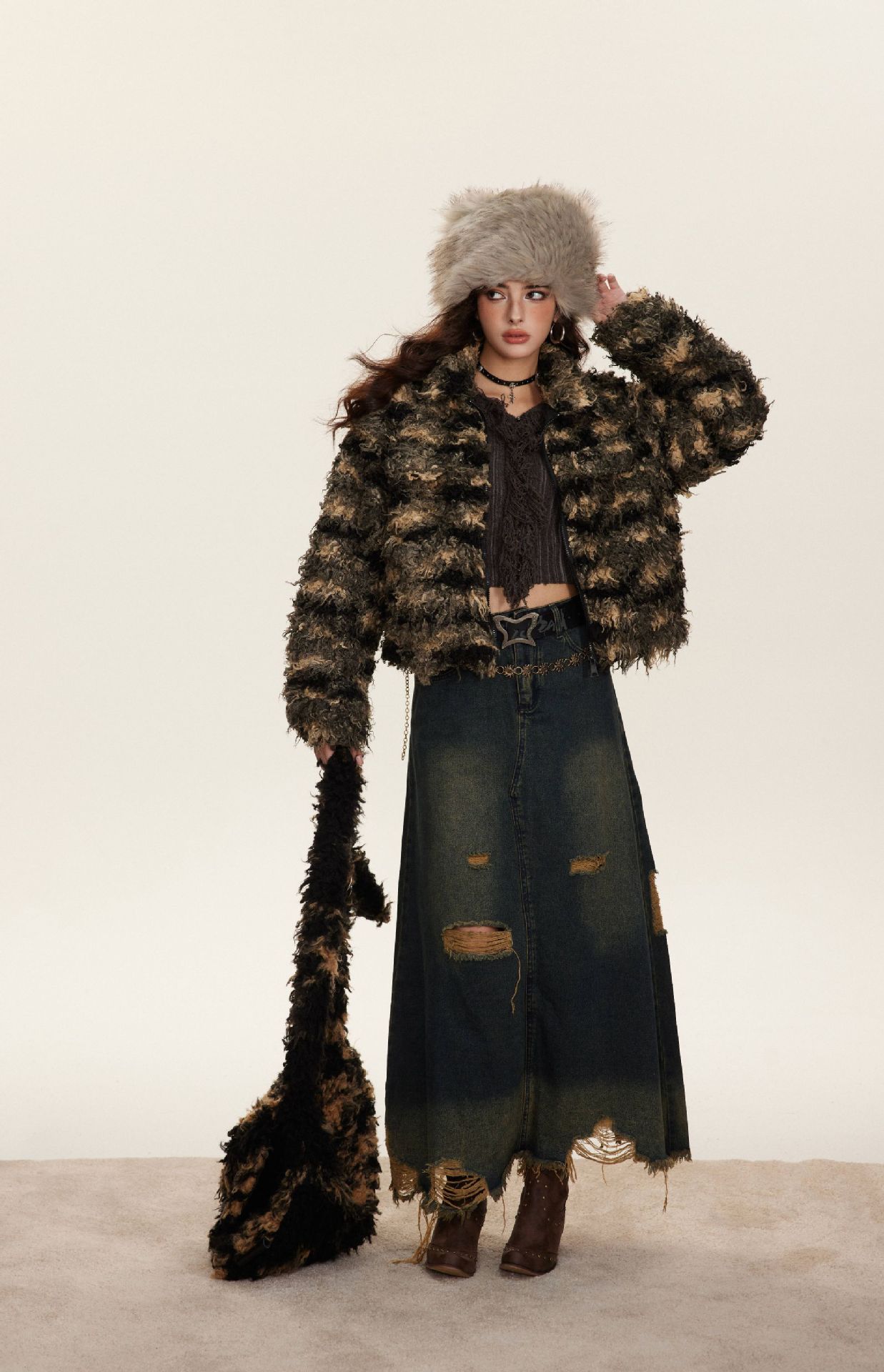AMM Short Patchwork Fur Coat