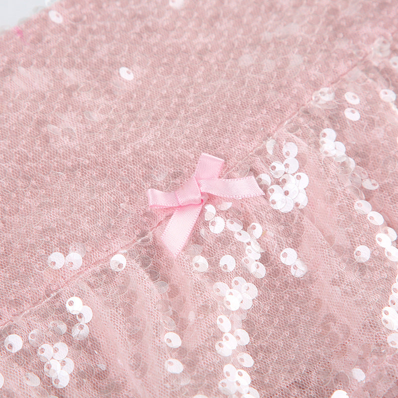 Pink Sequin Mini Skirt