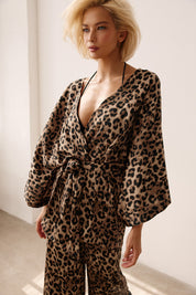 Leopard Print Shirt & Pants Suit