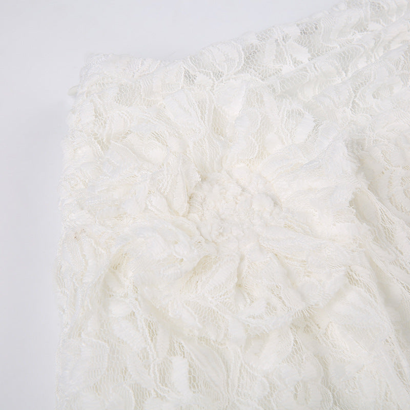 AN Lace-Overlay Flare Pants