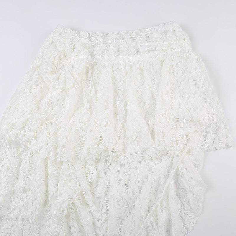 AN Lace-Overlay Flare Pants