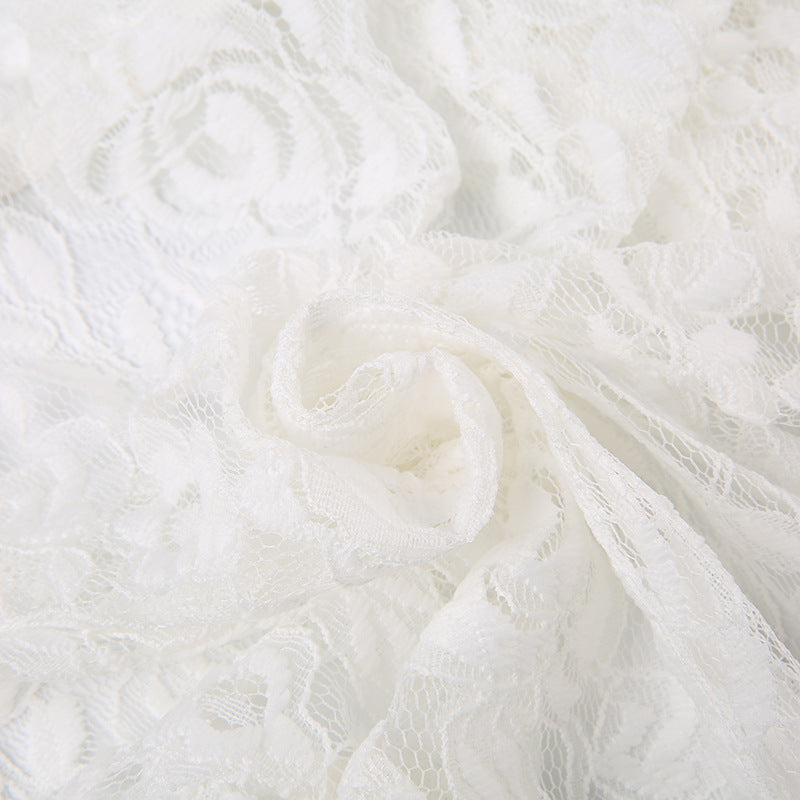 AN Lace-Overlay Flare Pants