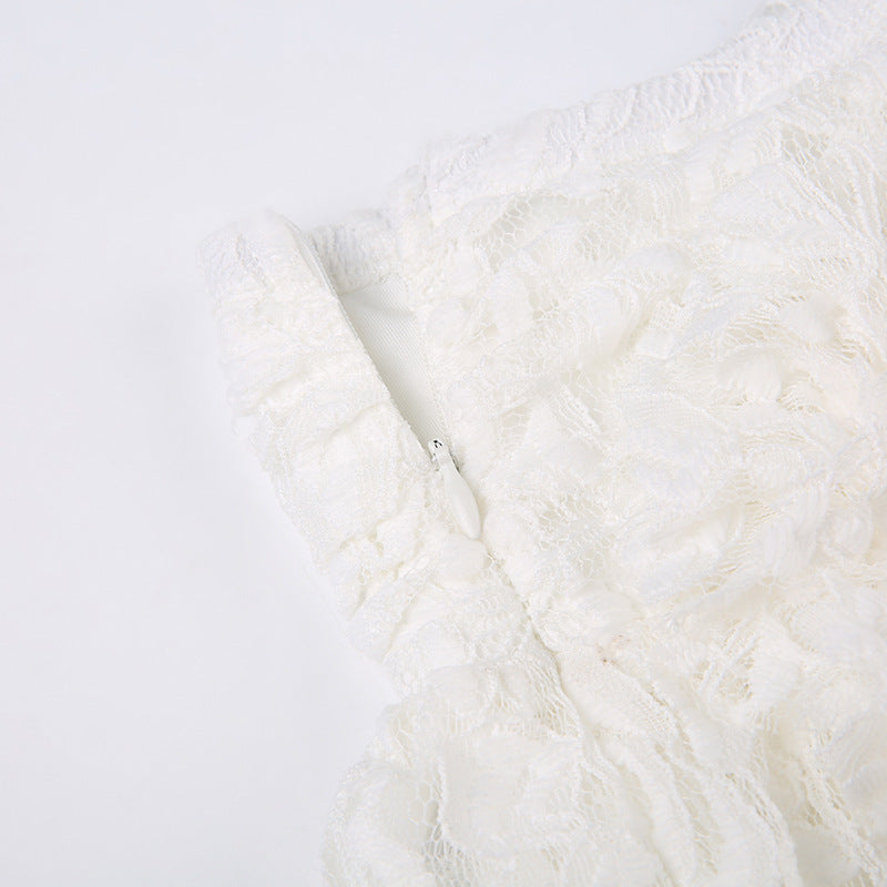 AN Lace-Overlay Flare Pants