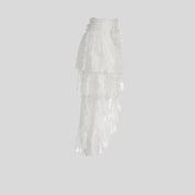 AN Lace-Overlay Flare Pants