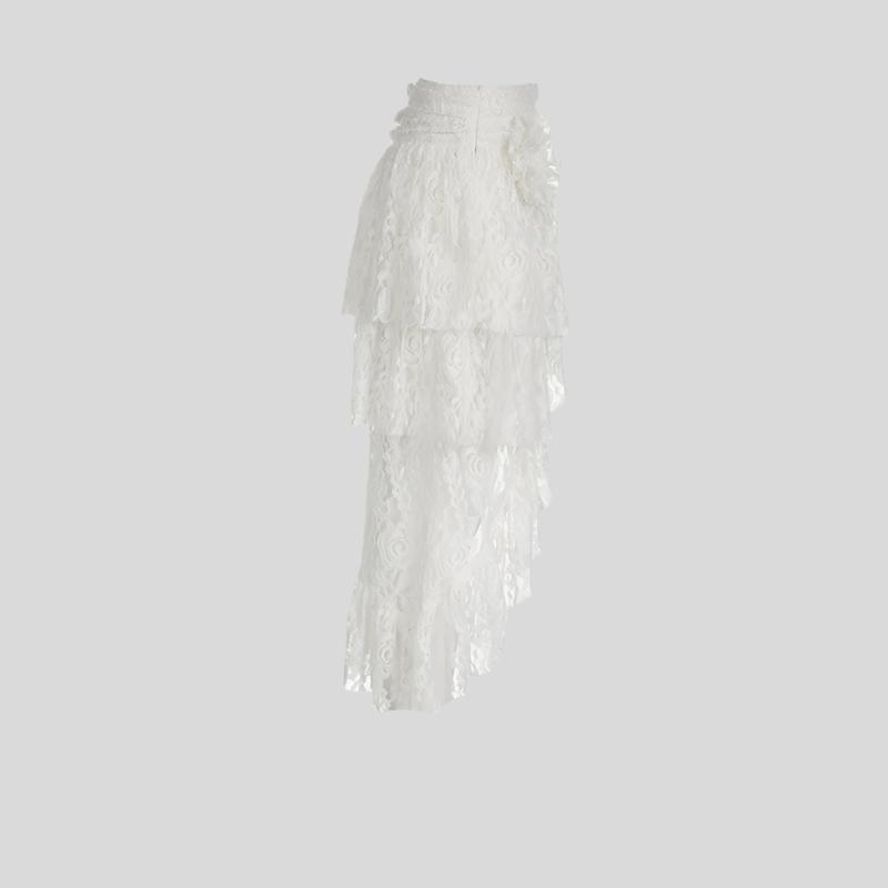 AN Lace-Overlay Flare Pants
