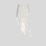AN Lace-Overlay Flare Pants