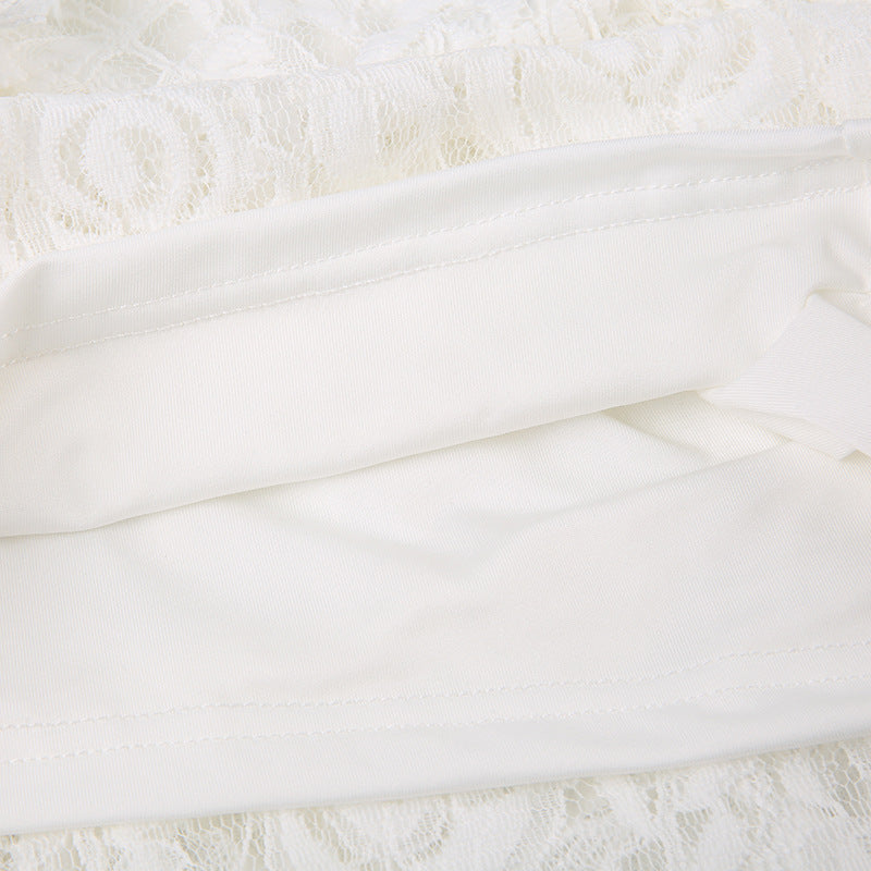 AN Lace-Overlay Flare Pants