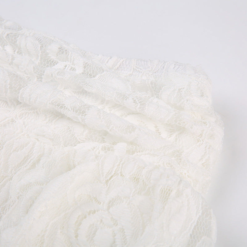 AN Lace-Overlay Flare Pants