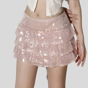 Pink Sequin Mini Skirt