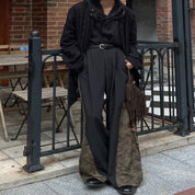 High-Waist Textured Flared Pants