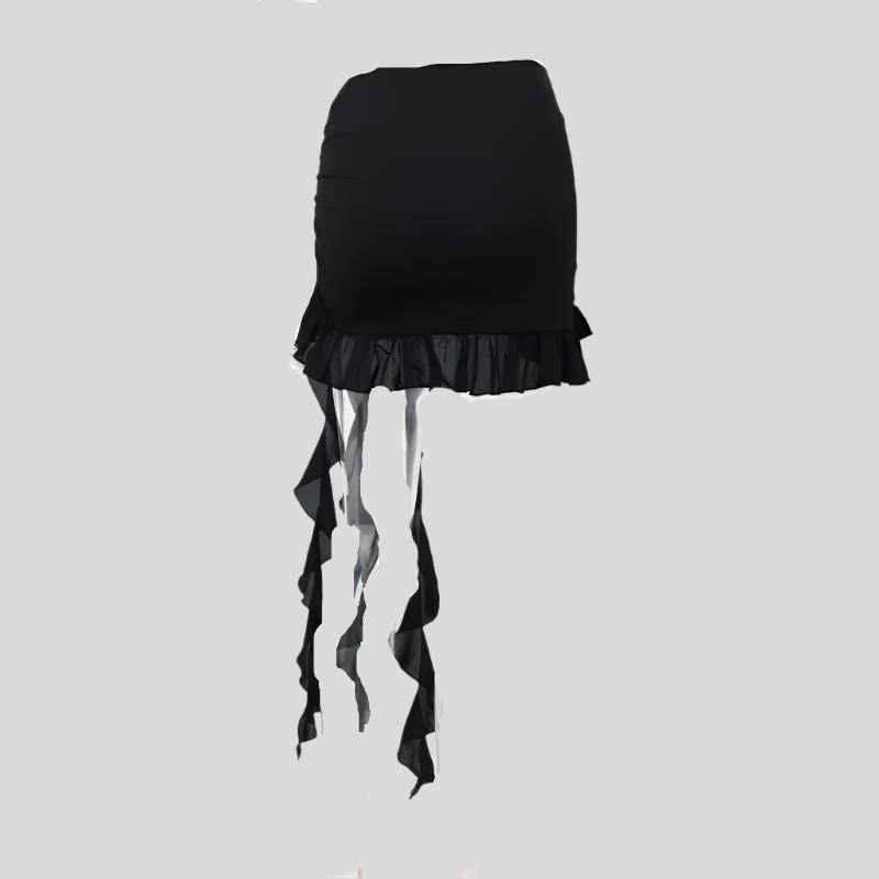 Butterfly-Buckle Black Skirt