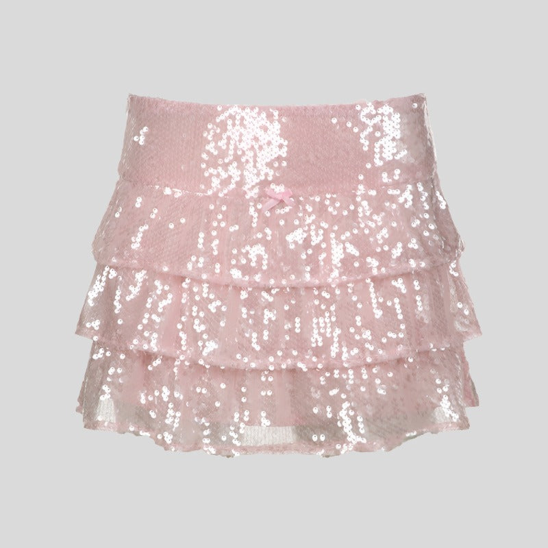 Pink Sequin Mini Skirt